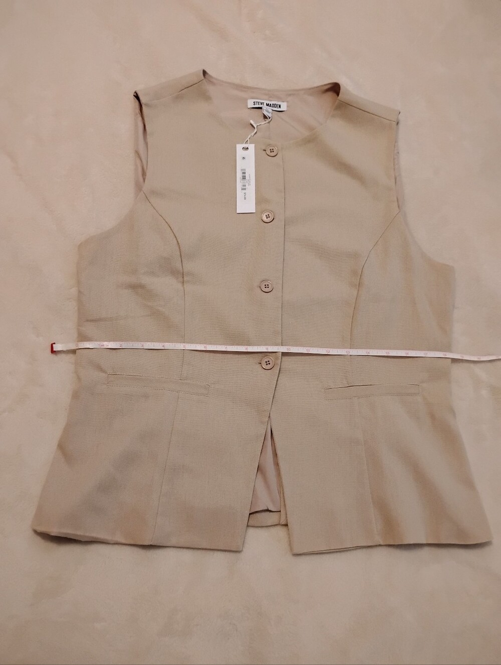 Steve Madden Beige Button Front Vest Size Large NWT MSRP $74 - Picture 3 of 10